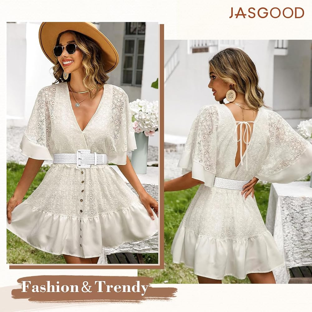 JASGOOD Women Wide Woven Belt for Dresses Rattan Waist Belt Braided Boho Belt with Square Buckle | Amazon (US)