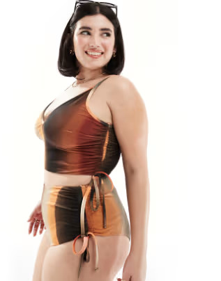 We Are We Wear Plus Sibelle bikini bottom in ombre grain print | ASOS (Global)