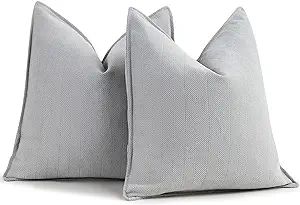 ZWJD Light Gray Pillow Covers 20x20 Set of 2 Chenille Pillow Covers with Elegant Design Soft and ... | Amazon (US)