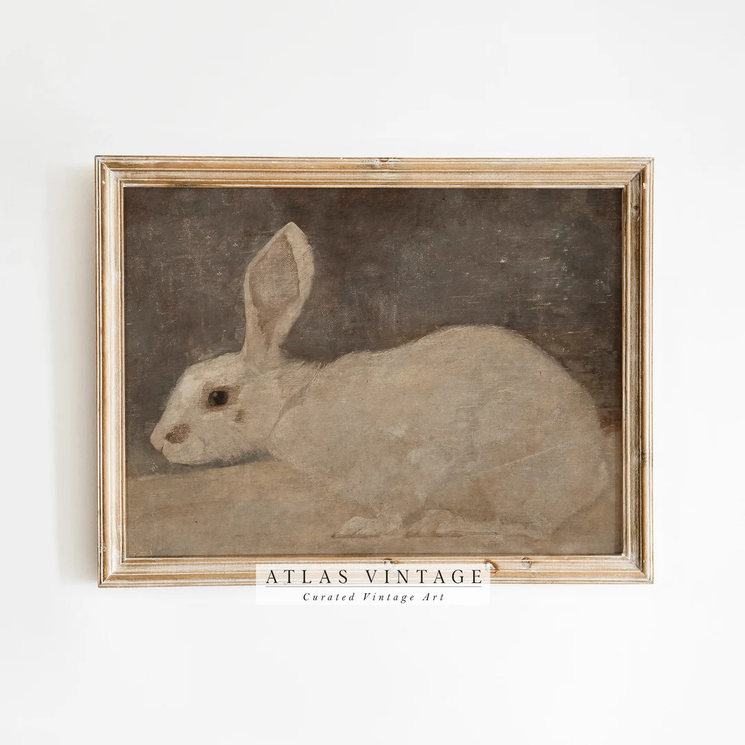 Vintage Easter Bunnies Print, Antique Spring Rabbit Painting, Neutral Country Farmhouse Décor Di... | Etsy (US)