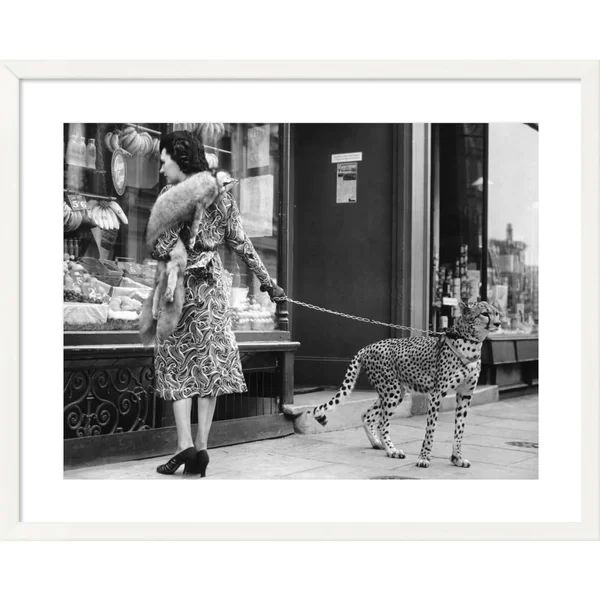 Cheetah Elegant Woman With Cheetah - Picture Frame Photograph | Wayfair North America