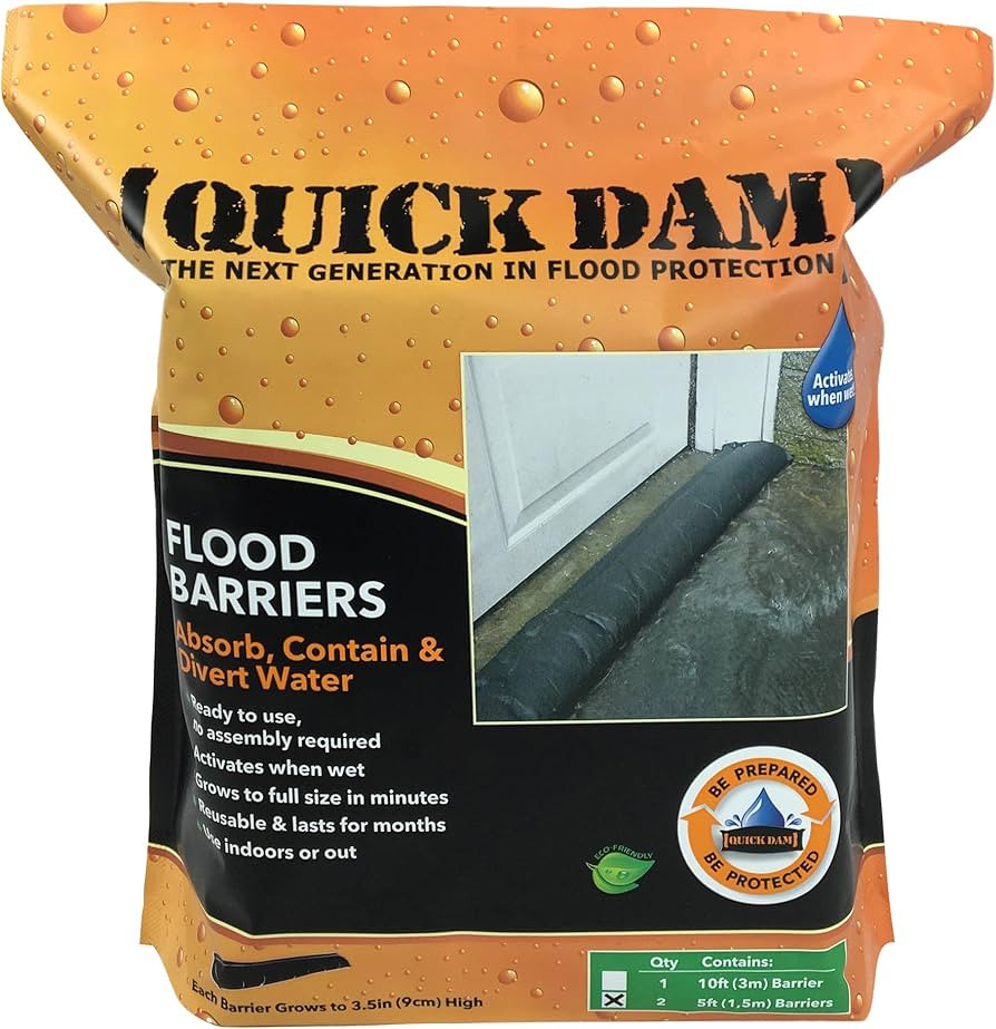 Quick Dam QD65-2 5' Barrier Water Flood Dam Bags, 2 Pack, Black | Amazon (US)
