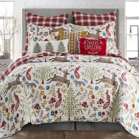 Levtex Home - Folk Deer Quilt Set - King Quilt (106x92in.) + Two King Pillow Sham (20x36in.) - Natur | Walmart (US)