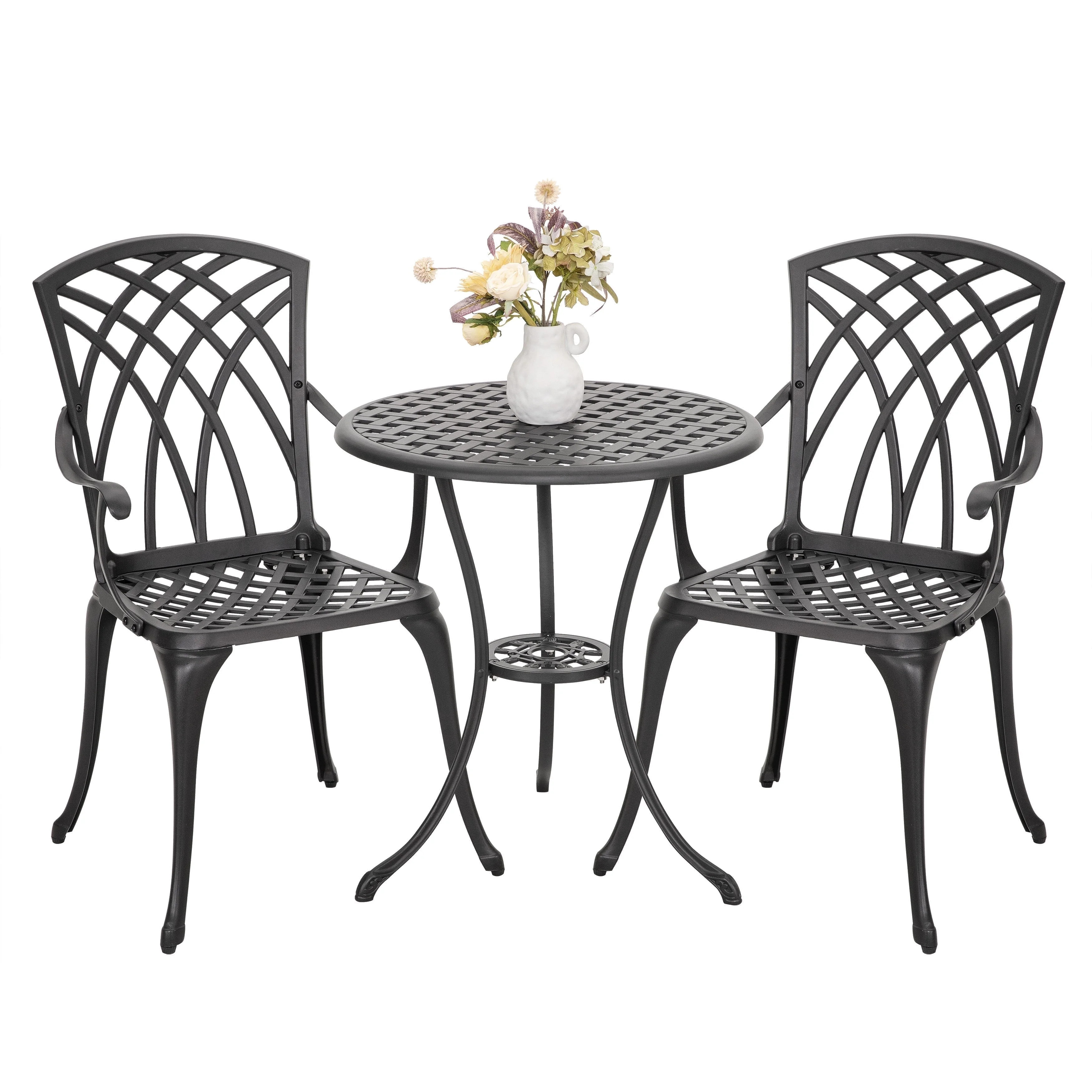 Nuu Garden 3 Piece Patio Bistro Sets, Cast Aluminum Outdoor Dining Set, Bistro Table Set, Patio C... | Walmart (US)