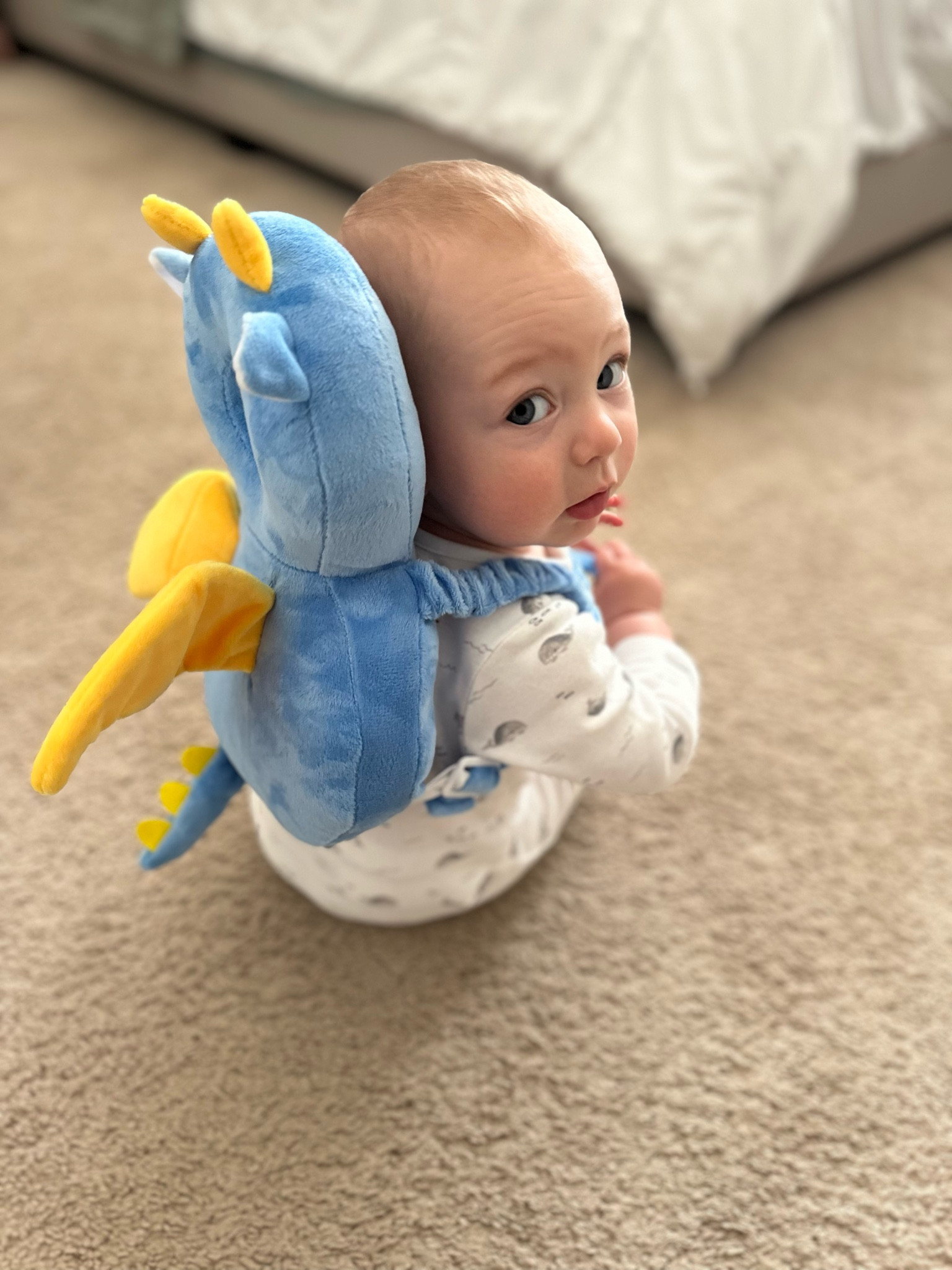 We’ve decided to start crawling and start pulling ourselves up on everything. This mama is BURNT out mentally. 😂 Trying to let him grow and explore new skills but trying to keep him safe is harrrrrd! This cute little squishy contraption, goes on like a backpack and helps protect his little head from big bumps! It was a gift from my brother in law and it definitely gave me some peace of mind today😂 plus, at very least it’s cute!

Baby things, baby essentials, new baby, funny baby gift, baby proofing

#LTKkids #LTKbaby #LTKfindsunder50