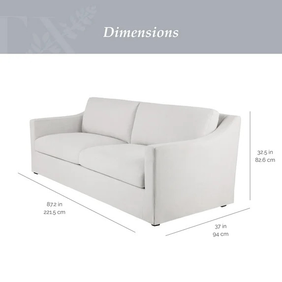 My Texas House Briar 87” Sofa, Cream Fabric | Walmart (US)
