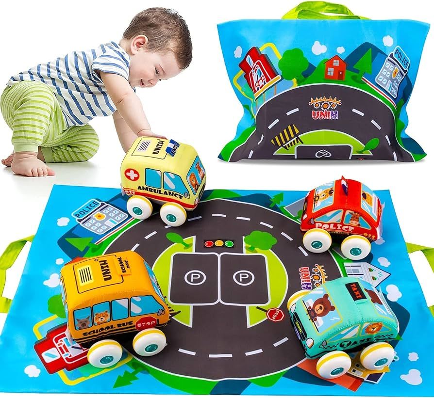 UNIH Car Toys for 1 Year Old Boy, Soft Baby Toys Set Pull Back Vehicle Car Set Birthday Gifts Toy... | Amazon (CA)