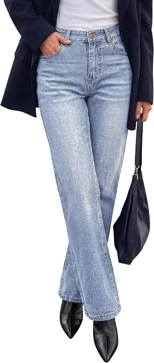 PRETTYGARDEN Womens Jeans Straight Leg Stretchy High Waist | Amazon (US)