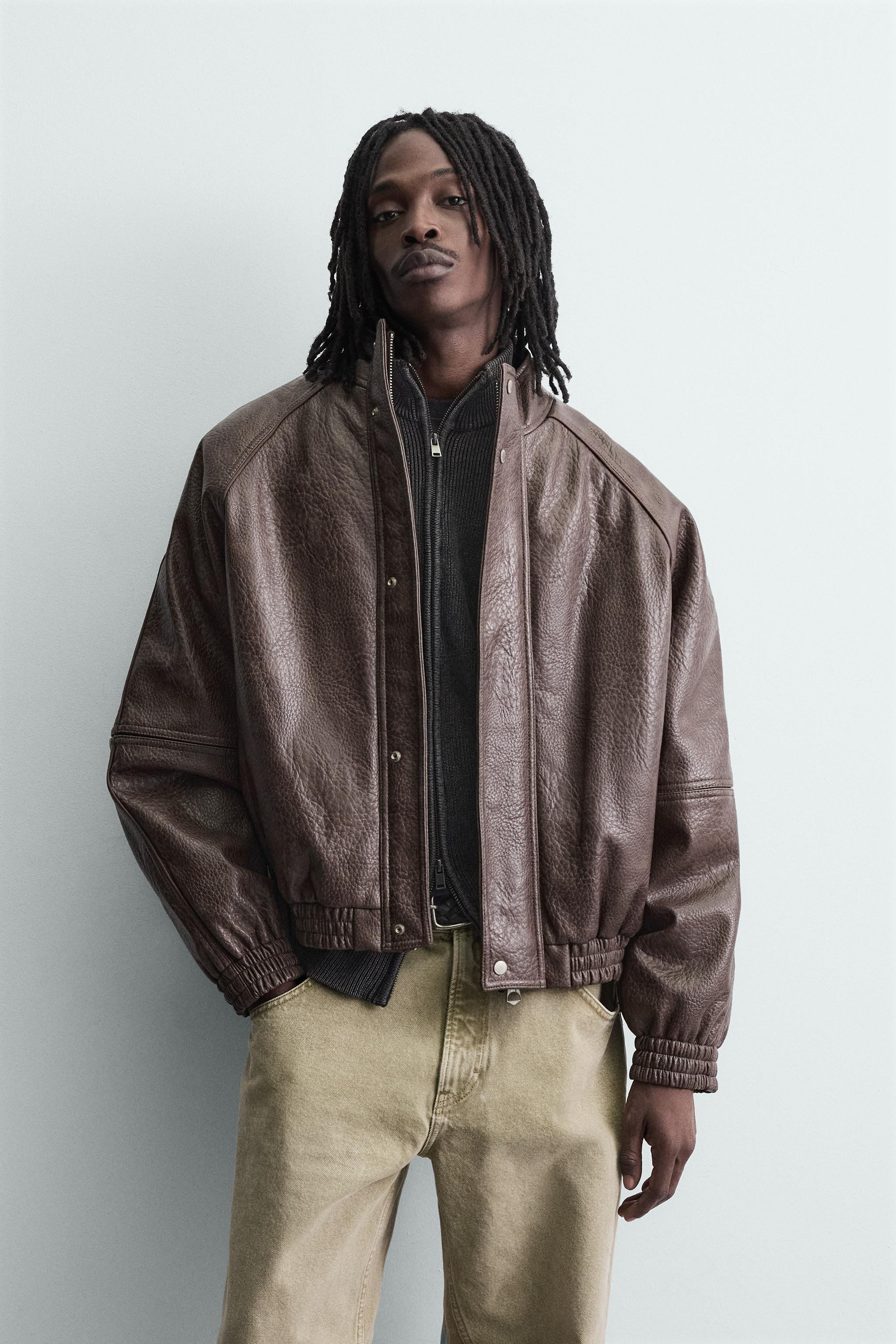 BLOUSON EN MATIÈRE SYNTHÉTIQUE VINTAGE | Zara FR