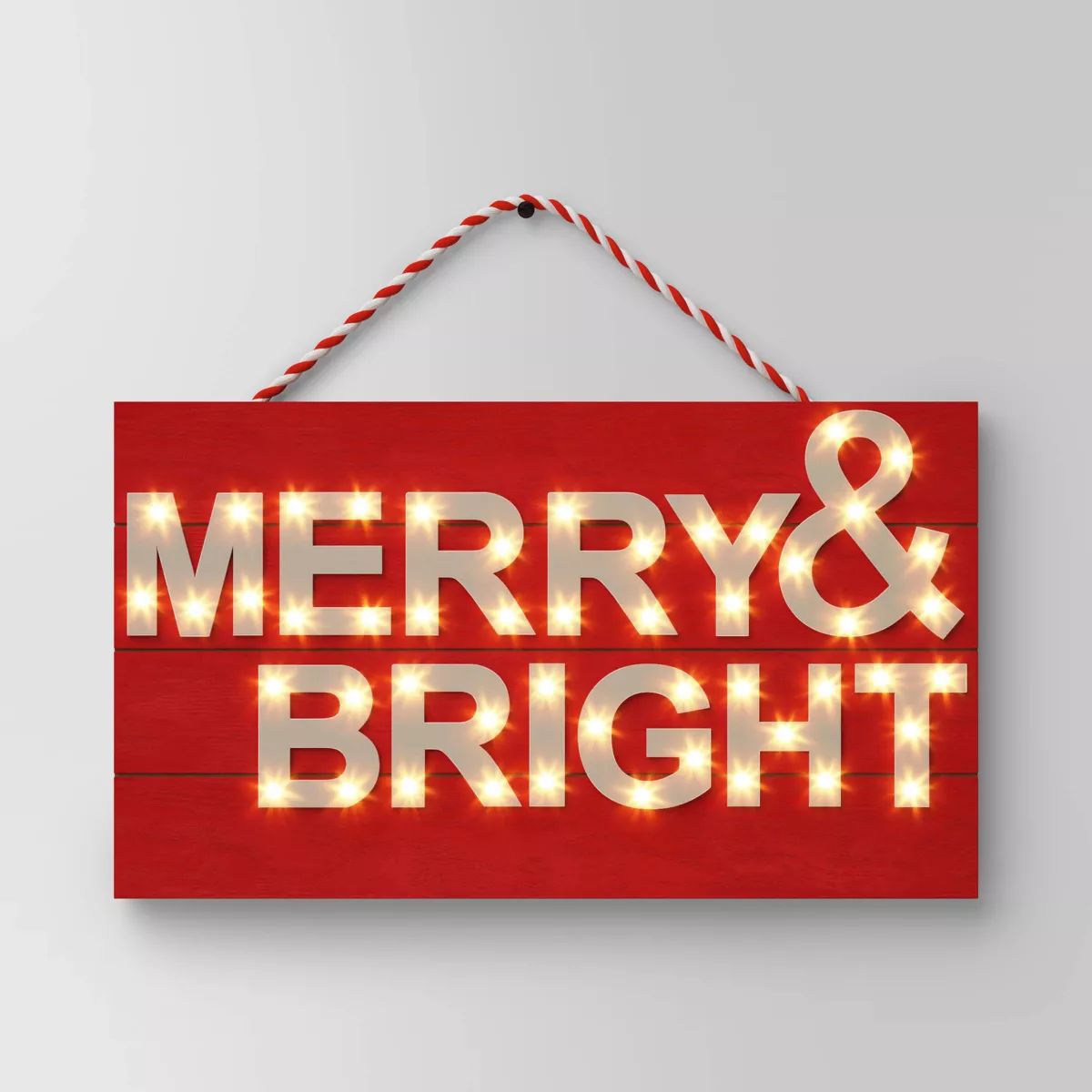 16"x10" Battery Operated Lit 'Merry & Bright' Hanging Christmas Wood Wall Sign - Wondershop™ | Target