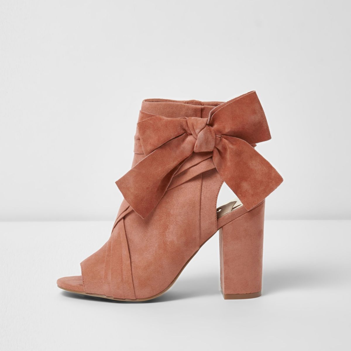 River Island Womens Pink tie side shoe boots | River Island (UK & IE)