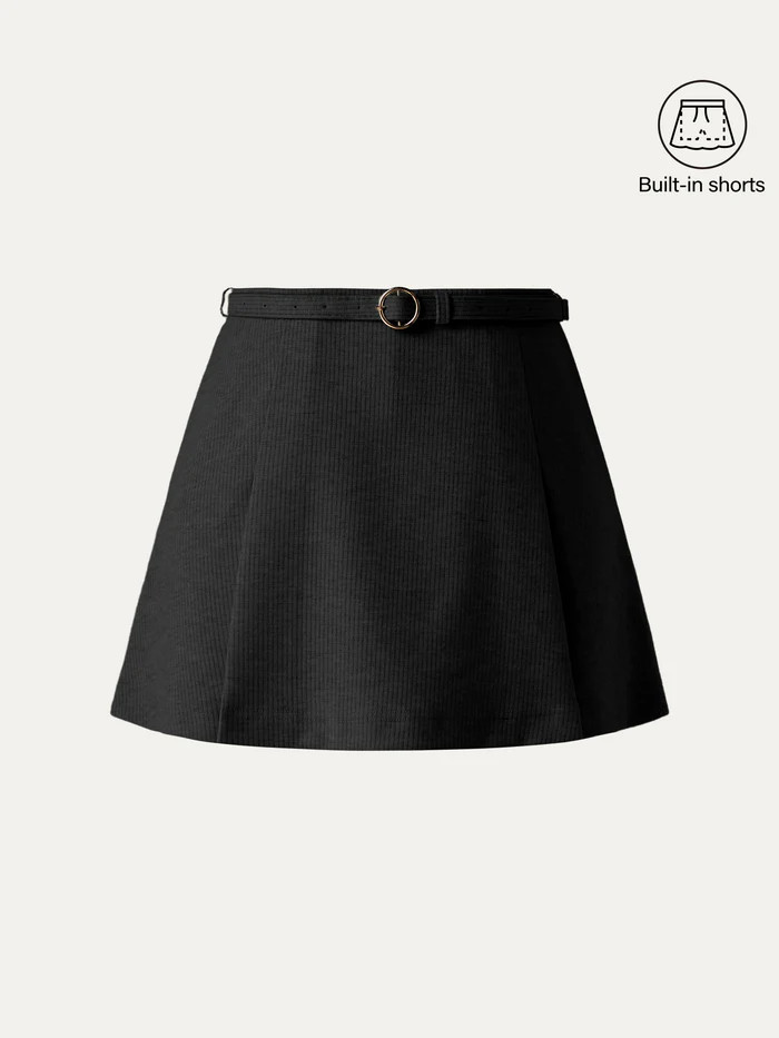 Belted Mini Skirt With Shorts | OGLmove