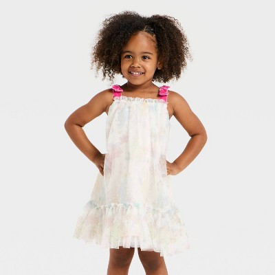 Toddler Girls' Disney Princess Floral Tulle Dress - Ivory 3T | Target
