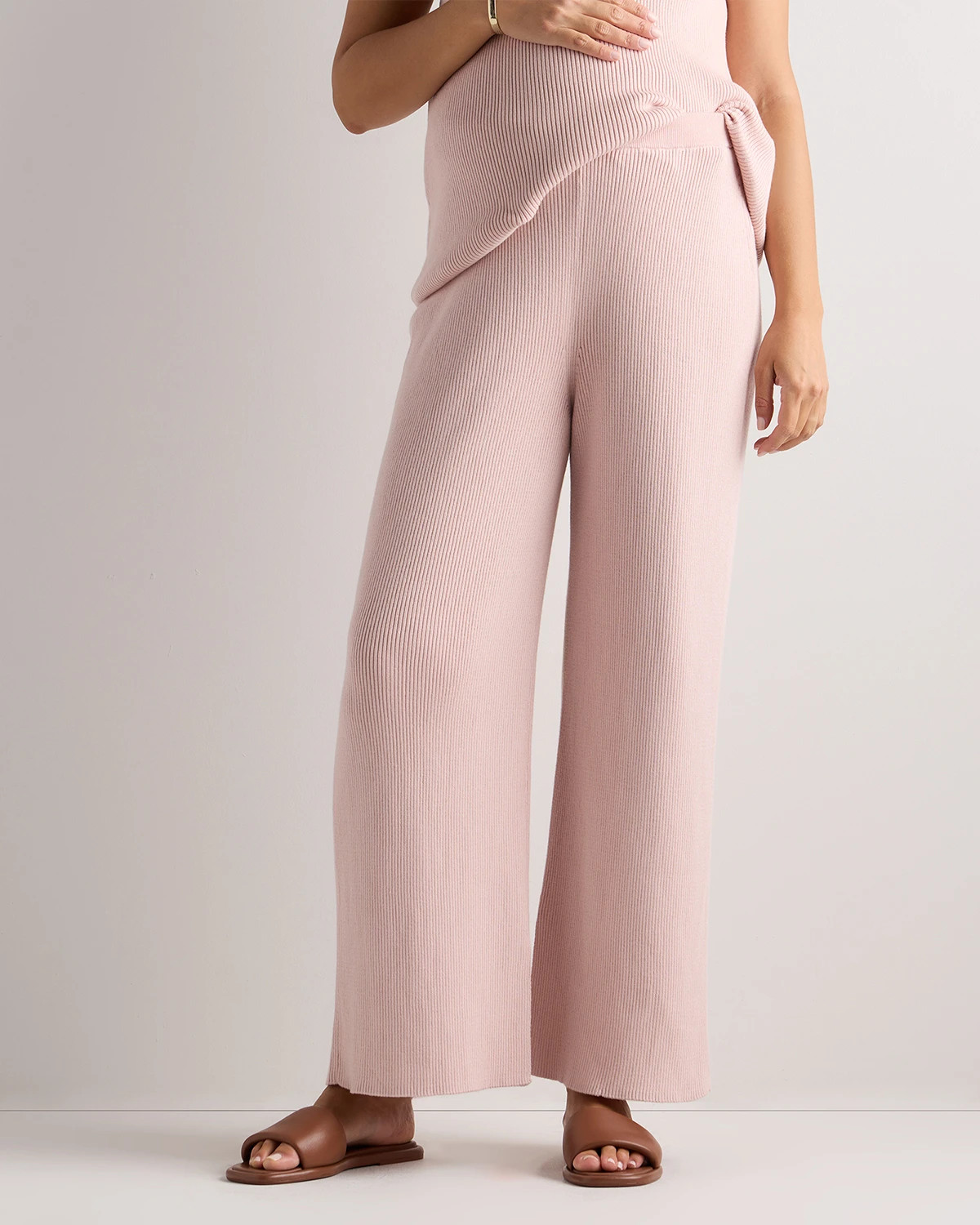 Quince | Women's Cotton Cashmere Maternity Wide Leg Pants in Black, Size Medium | Quince