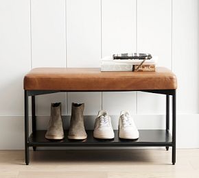 Maison Leather Entry Shoe Bench | Pottery Barn (US)