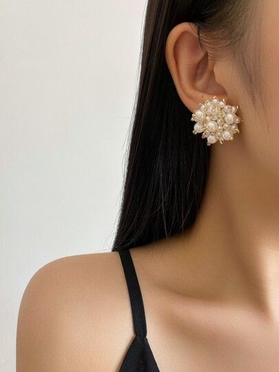Faux Pearl Decor Stud Earrings | SHEIN