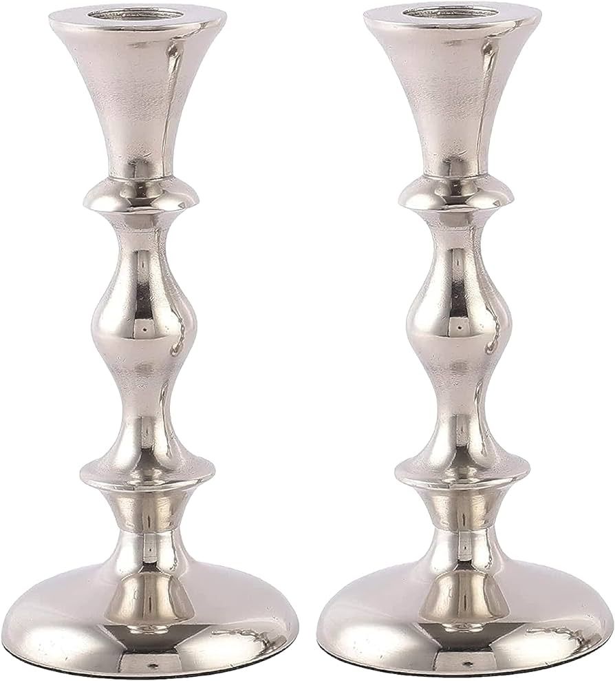 Rely+ Silver Candle Holders Set of 2 - Decorative Taper Candles for Candlesticks - Candle Stick C... | Amazon (US)