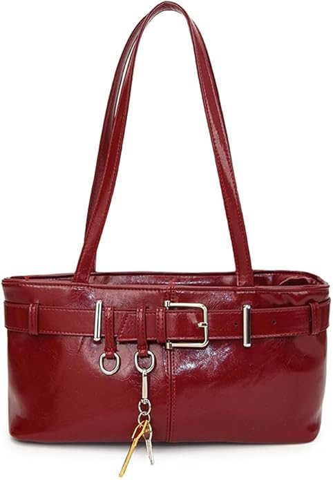 Vintage Shoulder Bag for Women Y2K Underarm Purse with Belt Buckle Small Satchel Tote Handbag | Amazon (US)