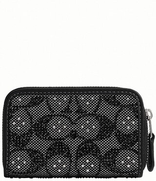 Essential Small Zip Around Crystal Signature Jacquard Contrast Trim Wallet | Dillard's