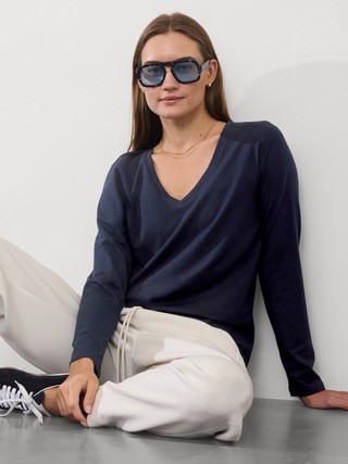 Essential Long V-Neck Top | Athleta