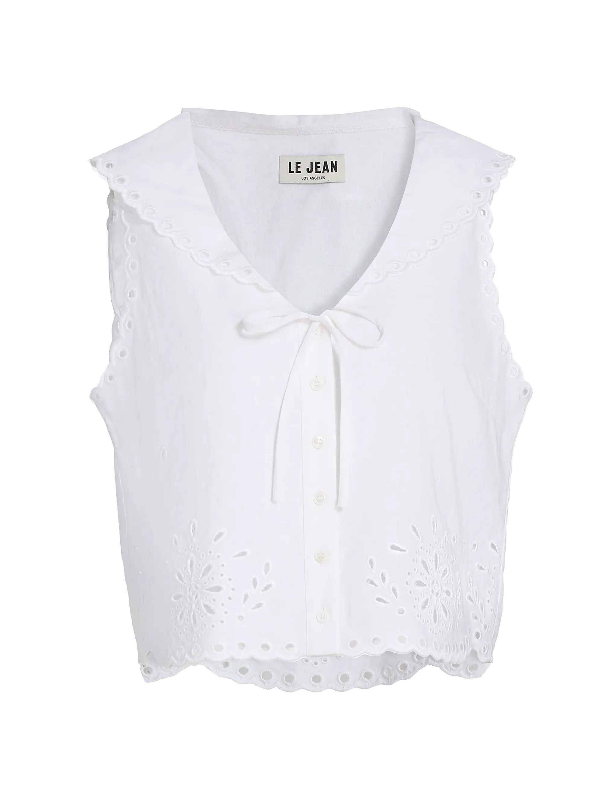 Embroidered Eyelet Linen Sailor Top | Saks Fifth Avenue