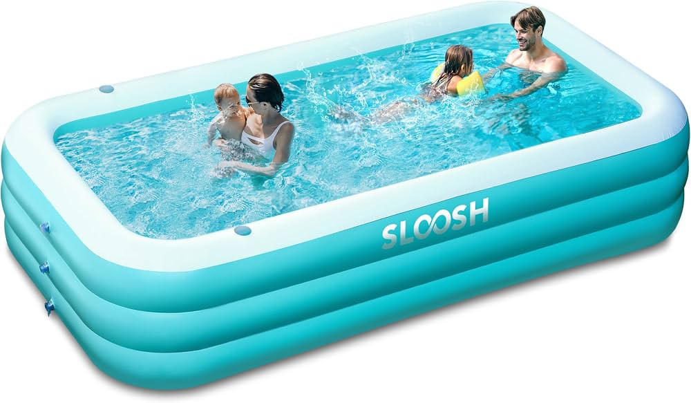 Sloosh Inflatable Pool with Seats, 130" x 72" x 22" Full-Sized Inflatable Swimming Pool, Durable ... | Amazon (US)