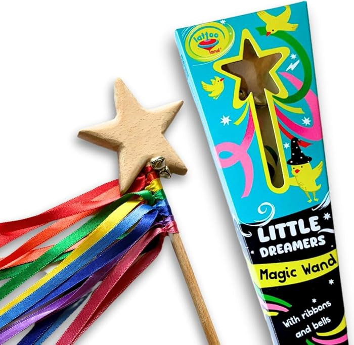 Wooden Wand for Kids with Ribbons and Bells | Wizard Fairy Princess Wand Toy | Handcrafted Magic ... | Amazon (US)