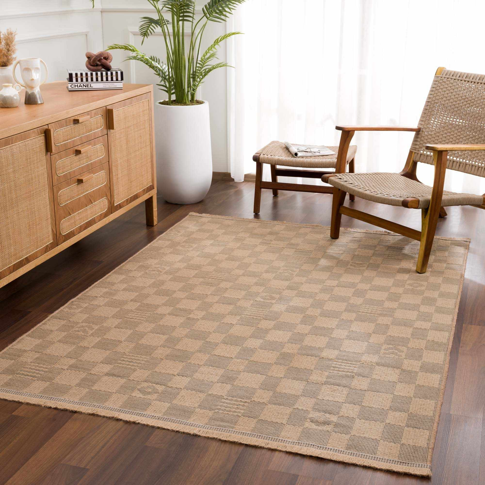 Nairi Checkered Washable Jute Rug | Boutique Rugs