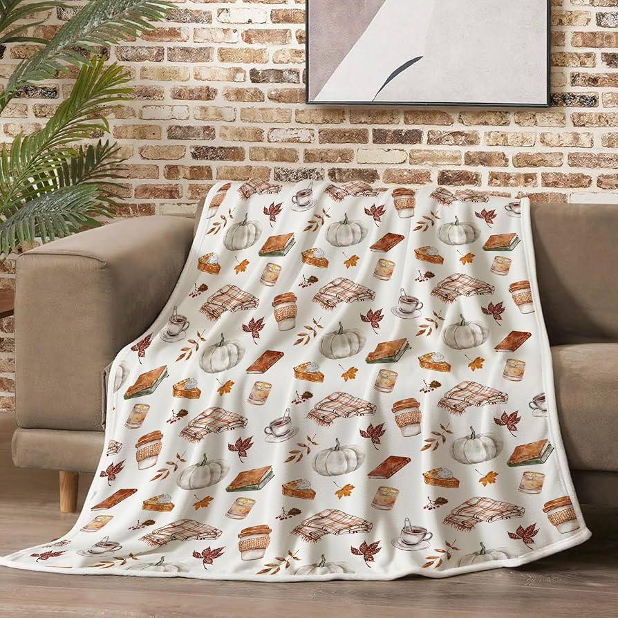 Fall Throw Blanket 50"x60", Soft Cozy Watercolor Autumn Blanket with Pumpkin, Lightweight Flannel... | Amazon (US)