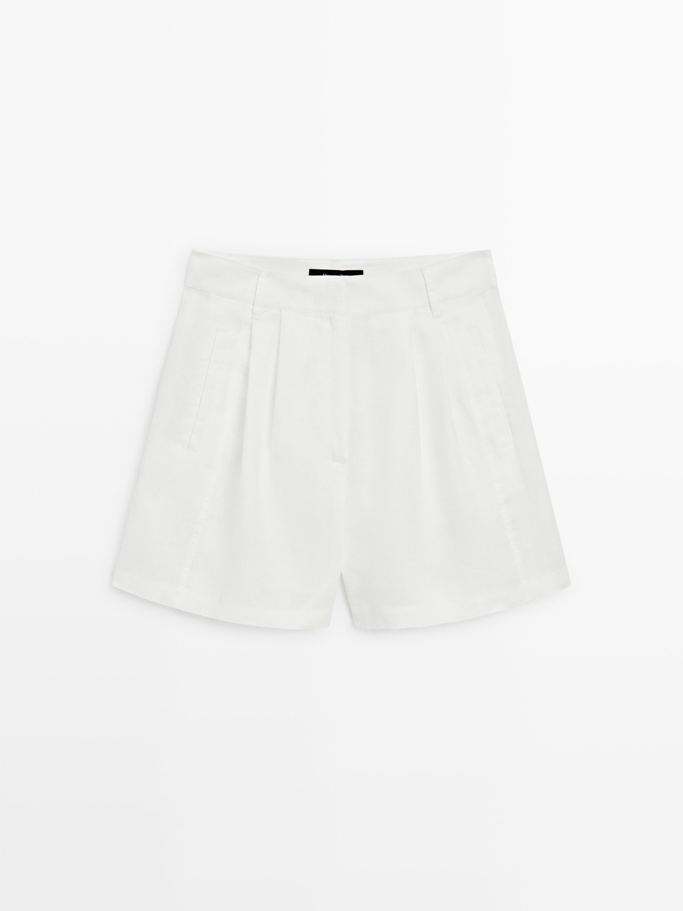 100% linen long Bermuda shorts with darts | Massimo Dutti US