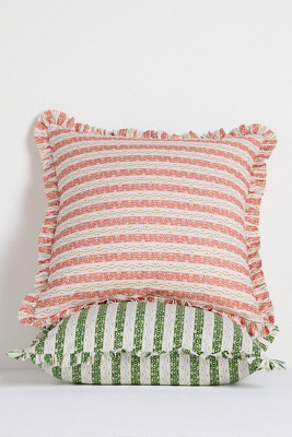 Ivy Cotton Printed Ruffle Pillow | Anthropologie (US)
