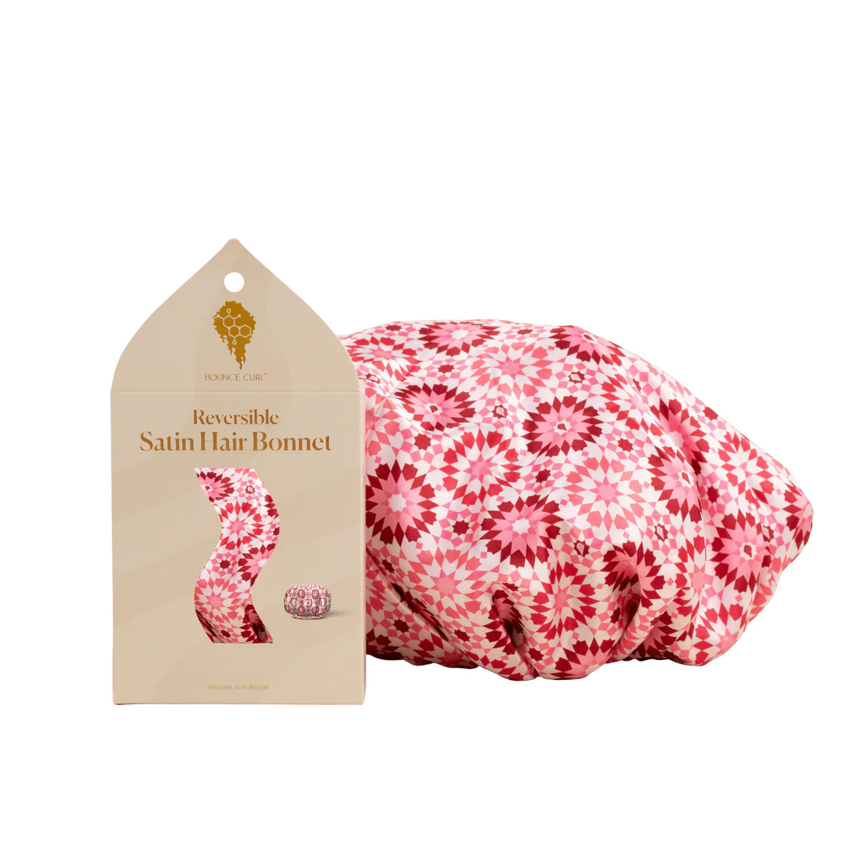 Reversible Satin Hair Bonnet Pink | Bounce Curl