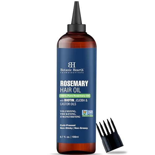 Botanic Hearth 100% Pure Rosemary Oil For Hair Growth (6.7 fl oz) Infused With Biotin, Jojoba & castor Oil | Hair strengthening Treatment | Nourishing & Volumizing | Non GMO Verified | Amazon (US)