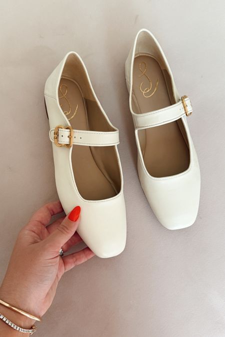 ivory and gold mary jane ballet flats for the spring! these are SO comfy and the leather is soft. no break in time needed! i’m wearing the size 9  

#LTKSeasonal #LTKshoecrush