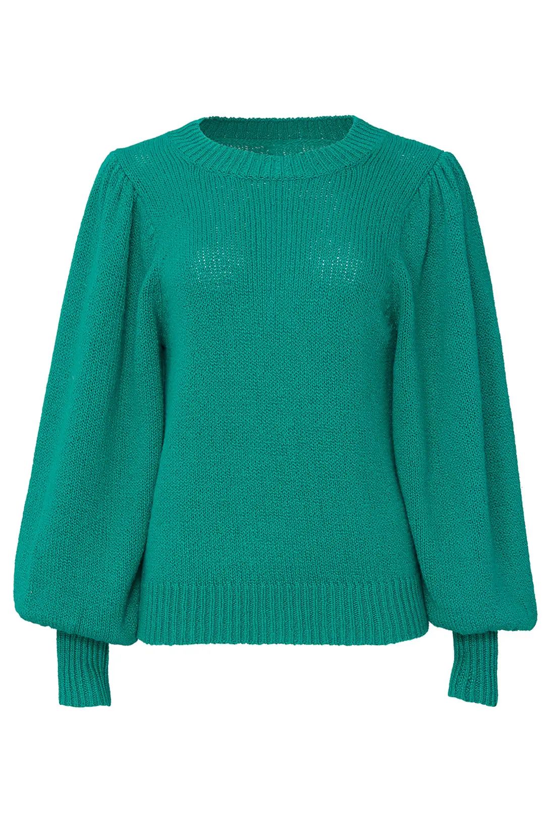 525 America Green Puff Sleeve Sweater | Rent The Runway