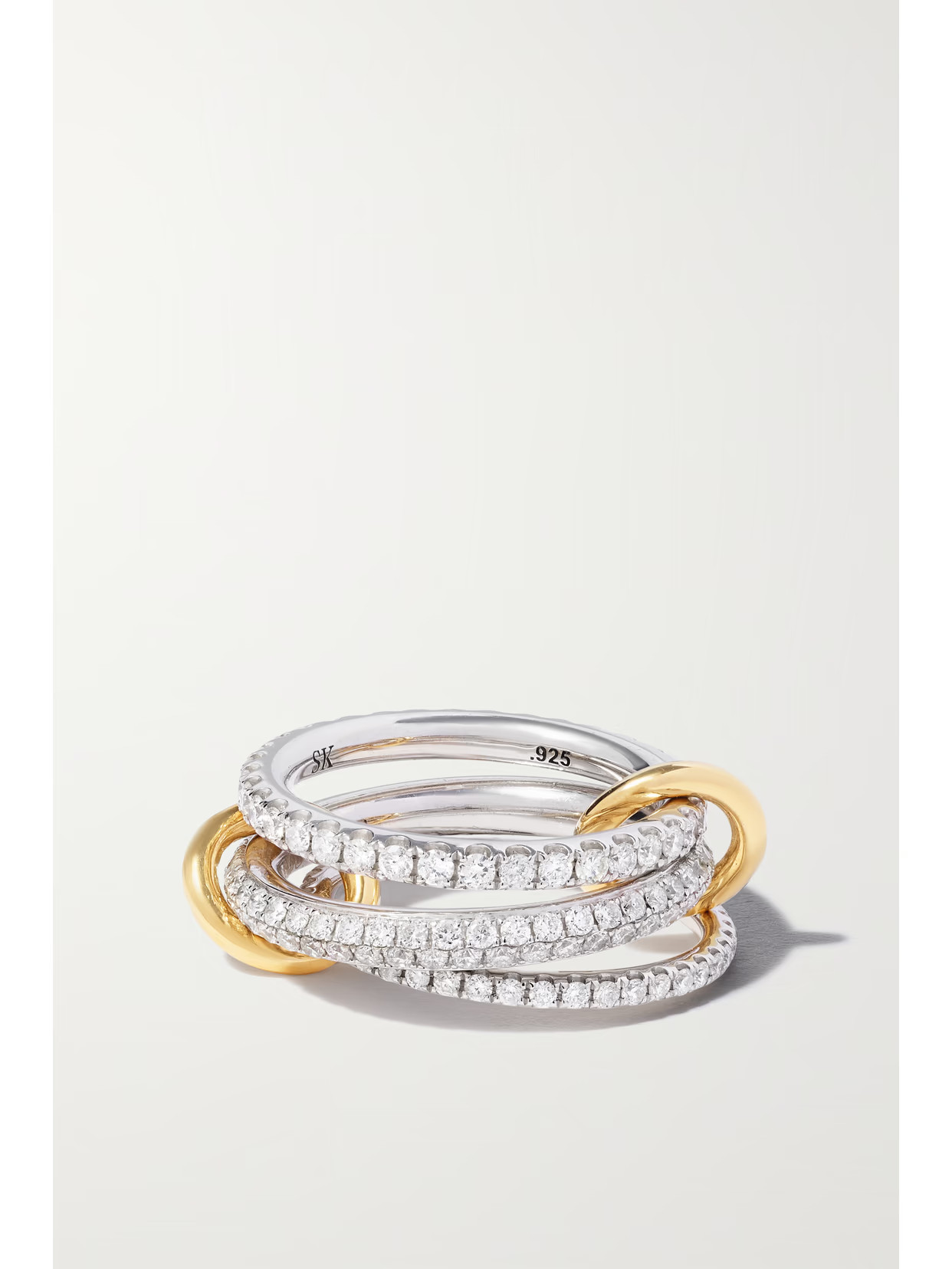 Spinelli Kilcollin - Nova Set Of Three 18-karat Gold, Sterling Silver And Diamond Rings - 6 | NET-A-PORTER (US)