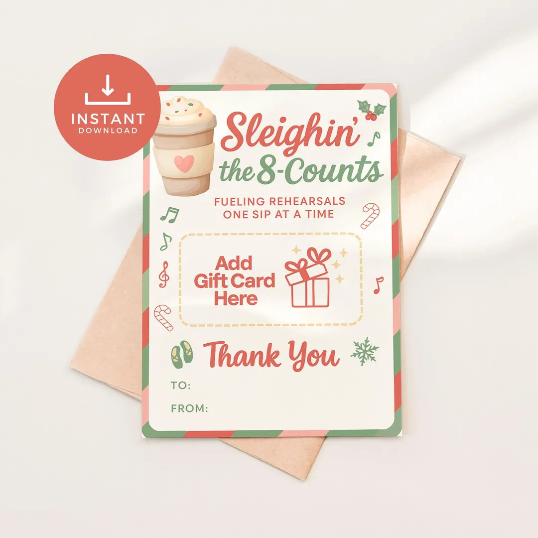 Sleighin’ the 8-counts – Printable Dance Teacher Gift Card Holder | Instant Download (5x7”)... | Etsy (US)