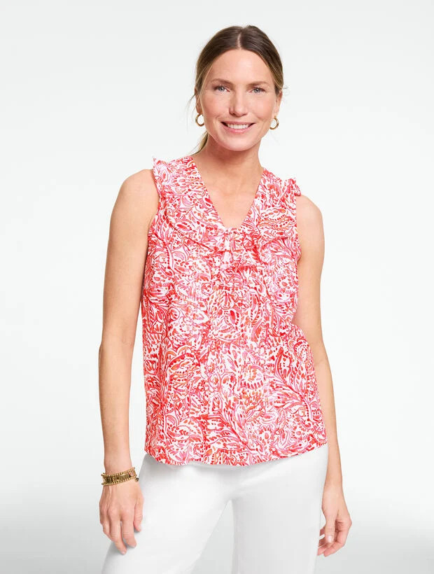 Ruffle Shell - Watercolor Medallions | Talbots