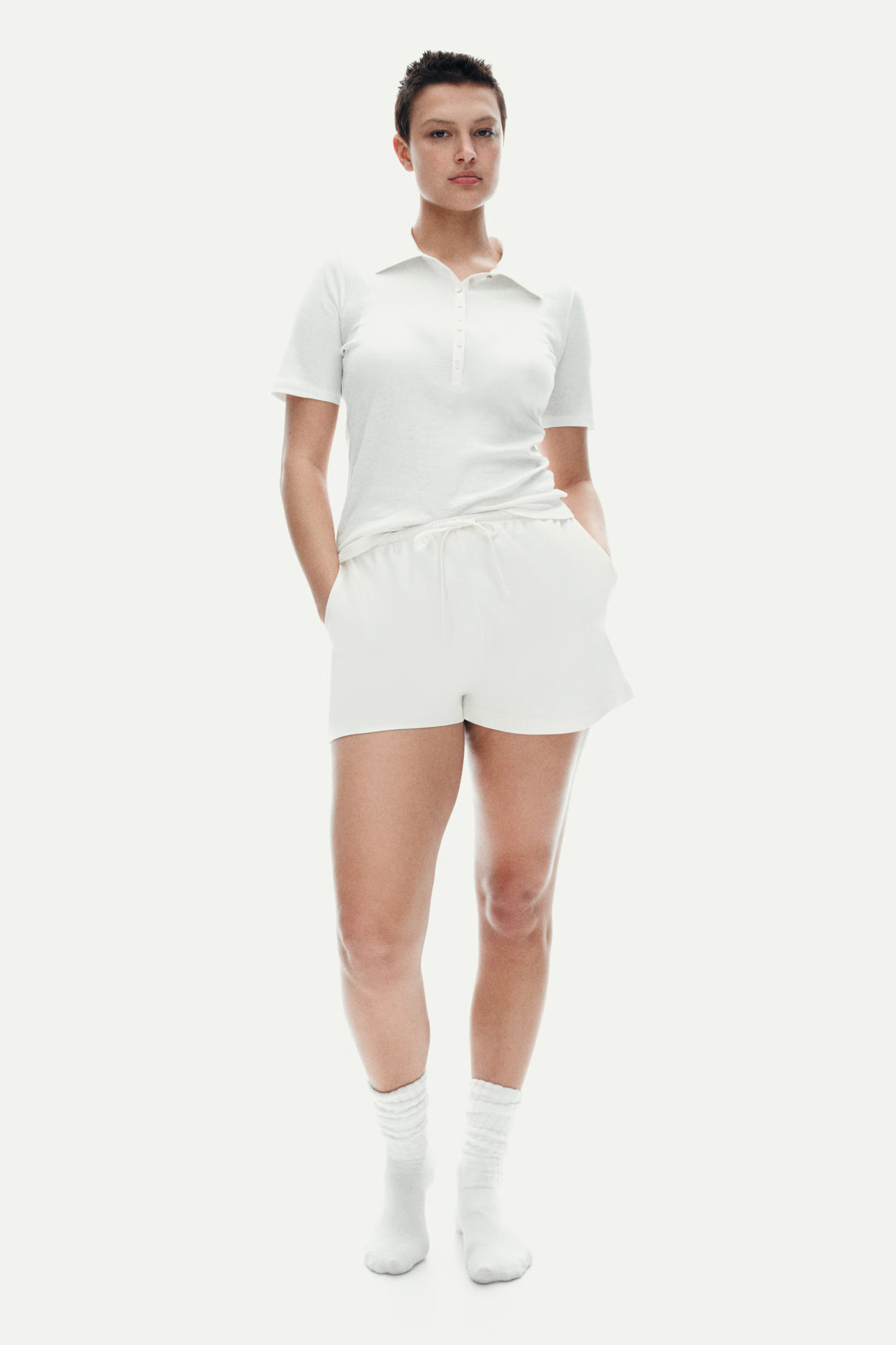 Fitted Polo Shirt - White - Ladies | H&M US | H&M (US + CA)