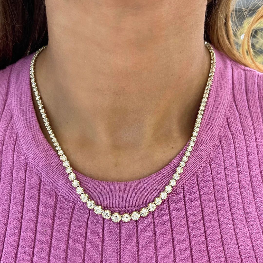 Poppy Illusion Set Diamond Tennis Necklace 5 ctw | RW Fine Jewelry