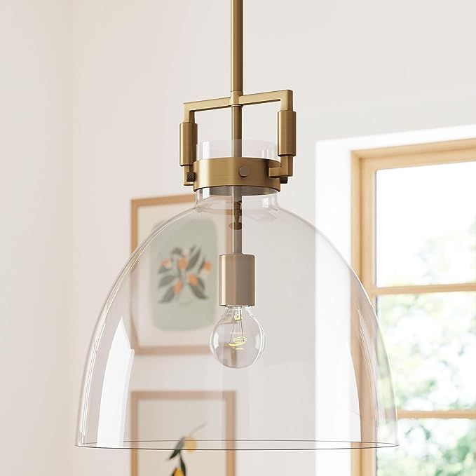 Nathan James Leigh Pendant Lighting, Hanging Ceiling Light with Oversized Glass Shade and Adjusta... | Amazon (US)