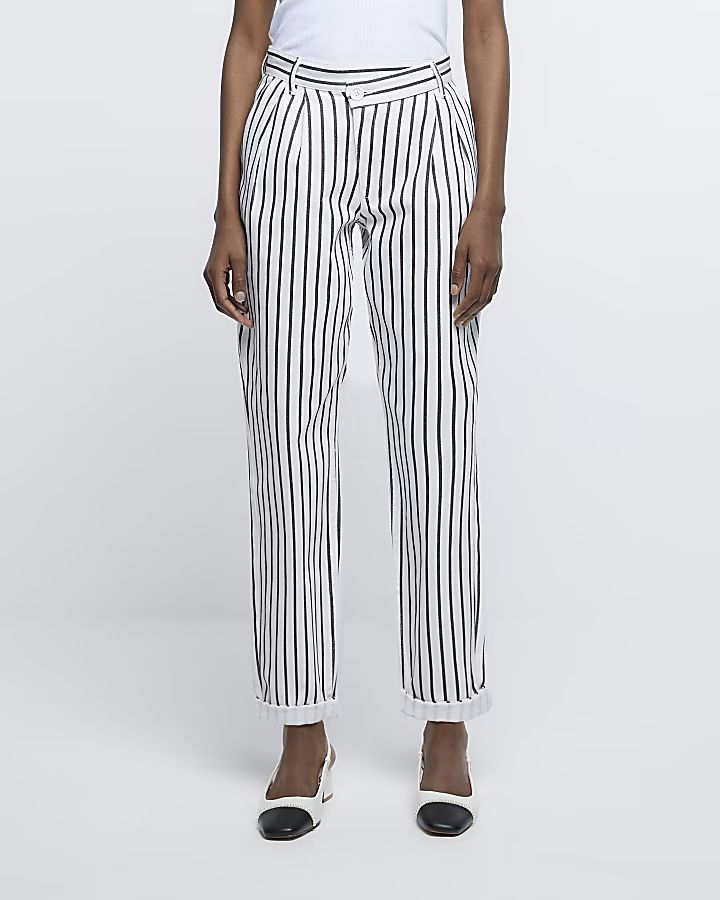 White striped tapered trousers | River Island (UK & IE)