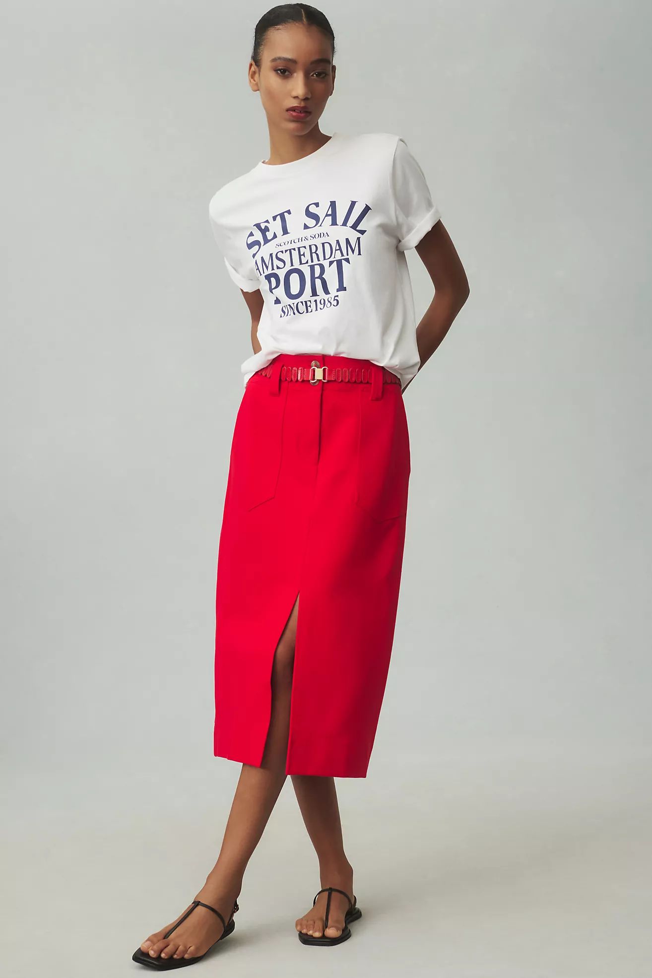 The Naomi High-Rise Pencil Midi Skirt | Anthropologie (US)