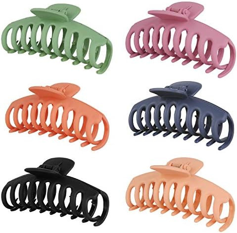 6pcs Non Slip Big Hair Claw Clips for Women and Girls Super Strong Large Hair Clips for Thick Hai... | Amazon (US)