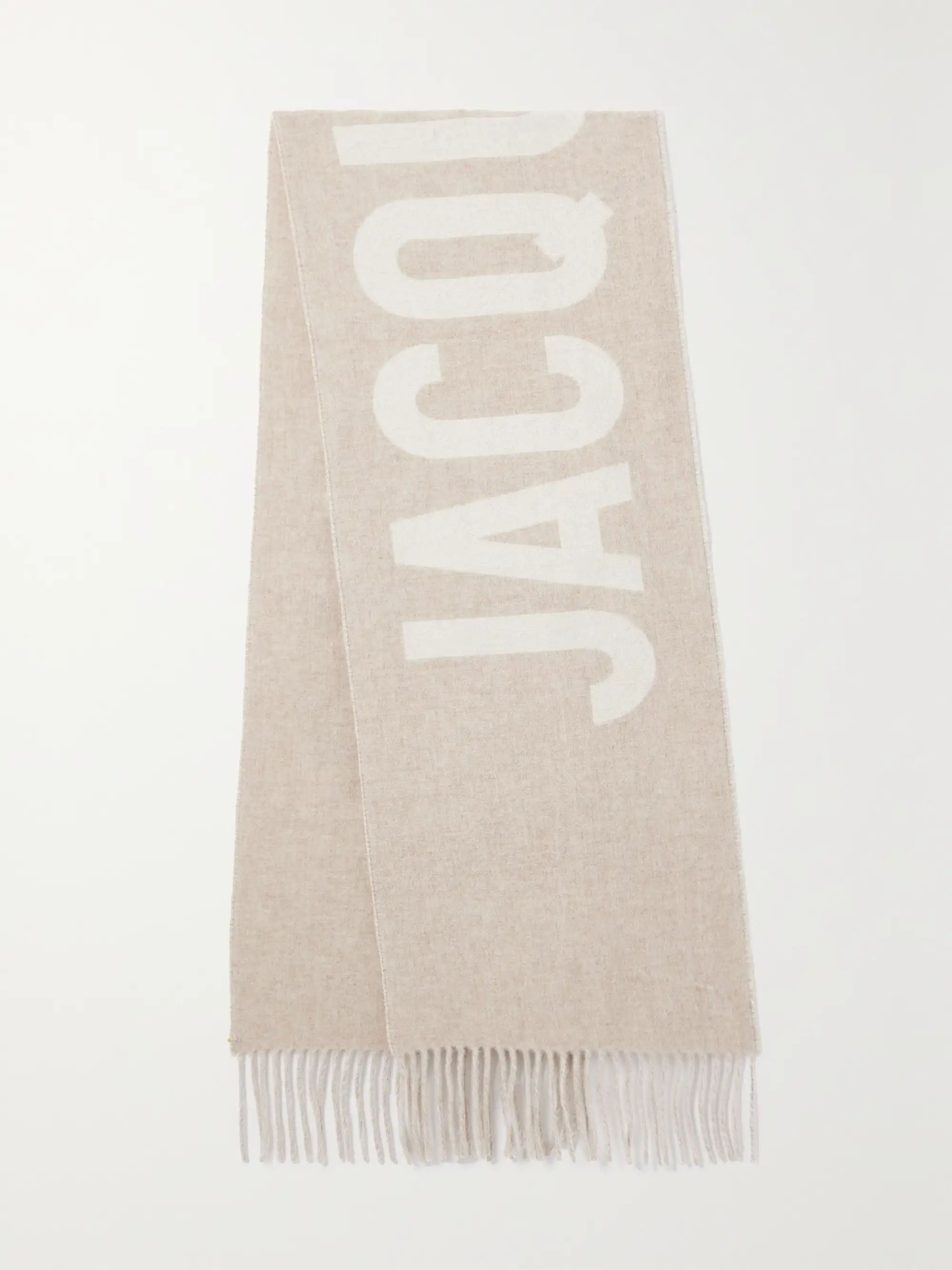 Fringed jacquard-knit wool scarf | NET-A-PORTER (US)