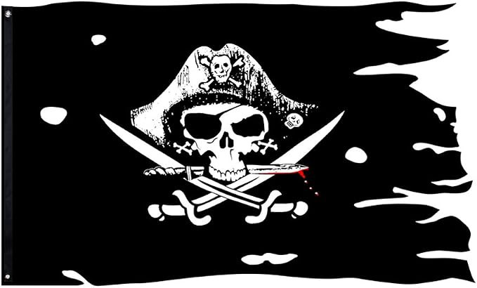Dead Man's Chest Skull Bones Jolly Roger Flag 3X4.8Fts Crossbone Pirate Banner Creepy Ragged | Amazon (US)