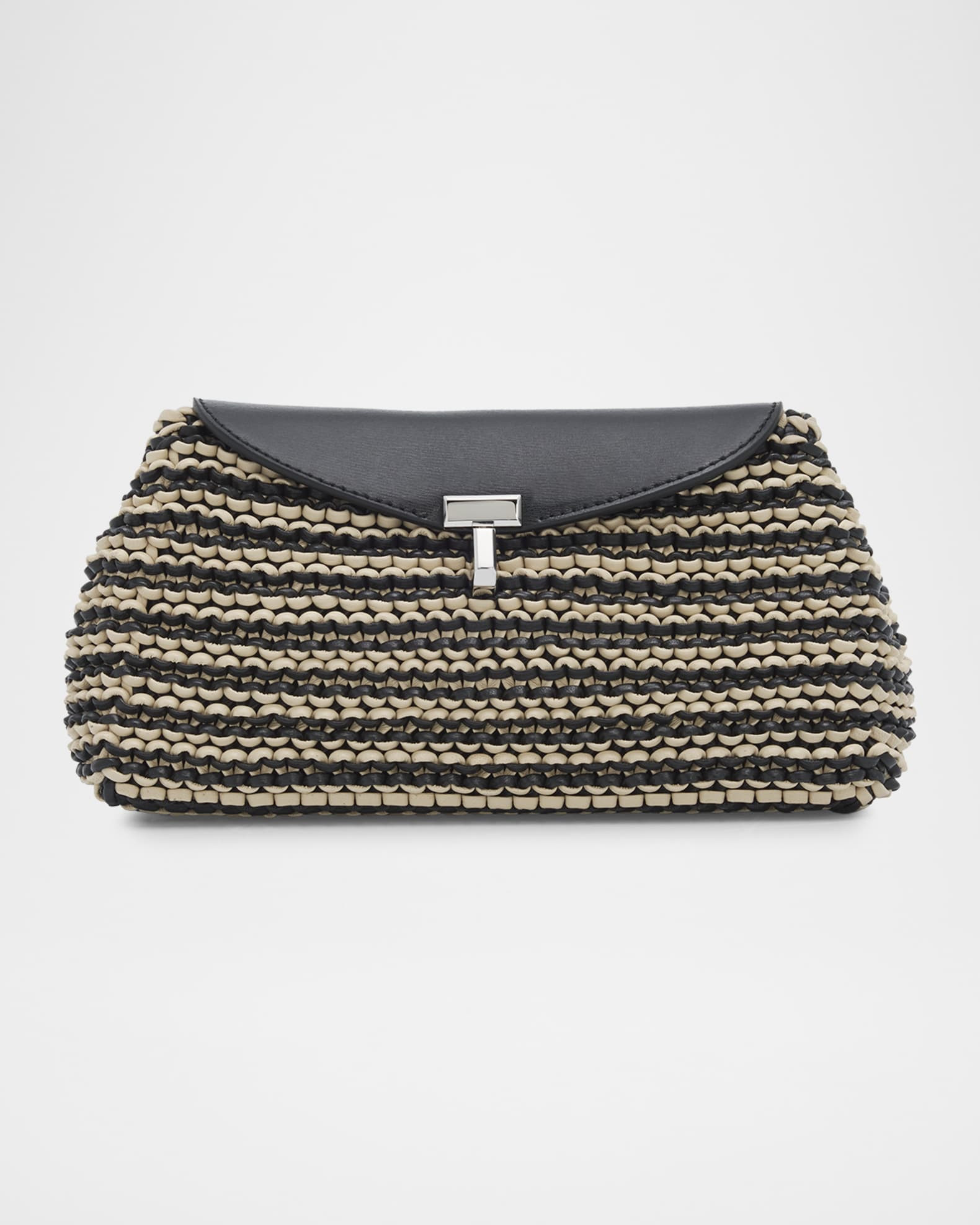 Mini T-Lock Woven Leather Clutch Bag | Neiman Marcus