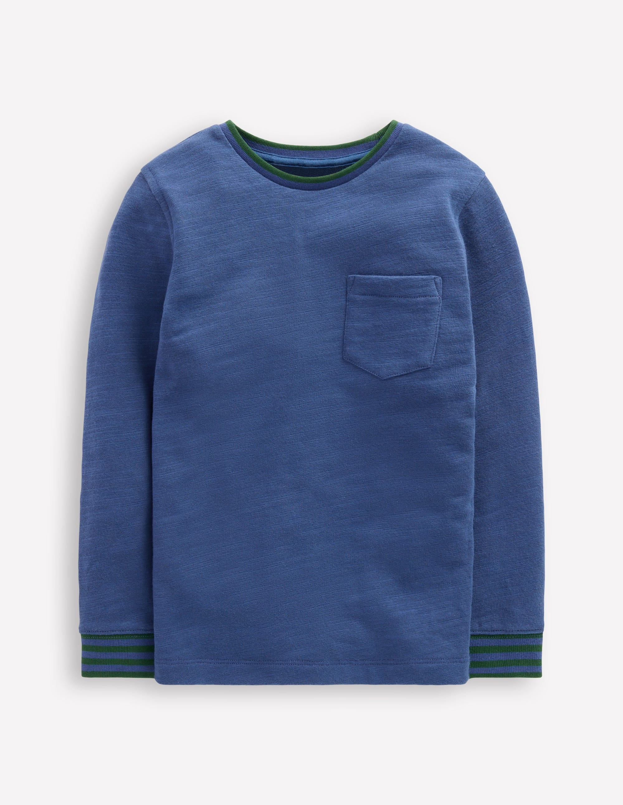 Cosy Mid-weight T-shirt-Denim Blue/ Emerald Night | Boden (US)