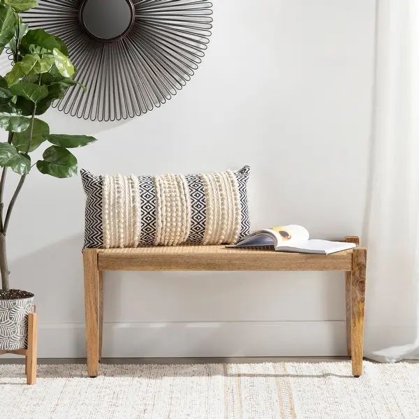 Elena 40" Wide Eyelet Cane Bench - 40"W x 18"H x 16"D - Overstock - 32923238 | Bed Bath & Beyond