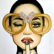 Blinking Butterfly_Anja Van Herle_Acrylic/Swarovski Crystals on Panel_Figurative2022
